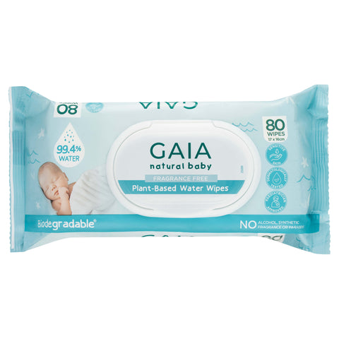 GAIA Natural Plant Based Water Wipes 80PK GAIA Natural Plant Based Water Wipes 80PK