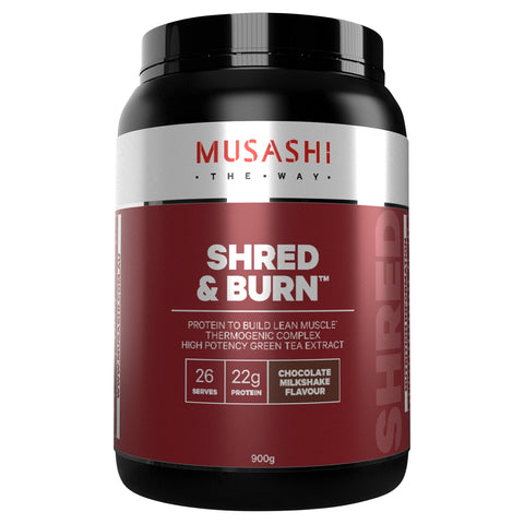 Musashi Shred & Burn Protein Powder Chocolate Milkshake 900g Musashi Shred & Burn Protein Powder Chocolate Milkshake 900g