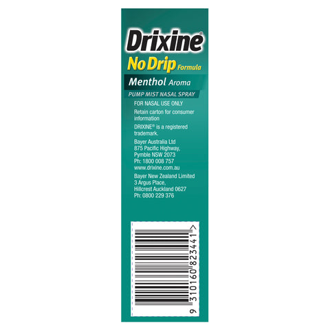 Drixine 12 Hour Relief No Drip Formula Menthol Aroma Pump Mist Nasal Spray 15ml Drixine 12 Hour Relief No Drip Formula Menthol Aroma Pump Mist Nasal Spray 15ml