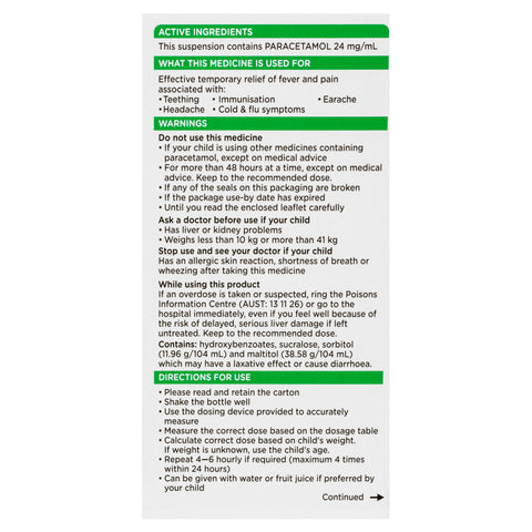 Panadol Children 1-5 years Colourfree Suspension, Orange Flavour, 200mL Panadol Children 1-5 years Colourfree Suspension, Orange Flavour, 200mL