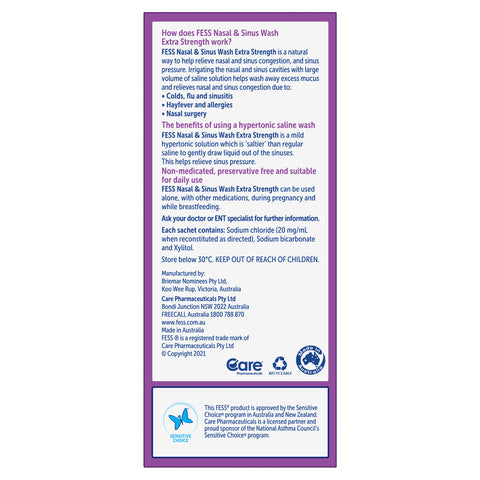 FESS Nasal & Sinus Wash Extra Strength Saline Wash Kit 6x6.3g FESS Nasal & Sinus Wash Extra Strength Saline Wash Kit 6x6.3g