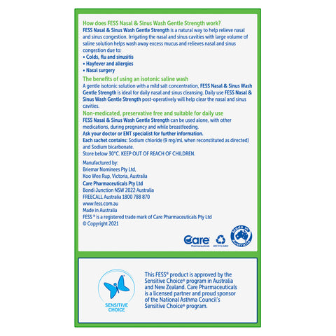 FESS Nasal & Sinus Wash Gentle Strength Saline Wash Kit 60 Pack FESS Nasal & Sinus Wash Gentle Strength Saline Wash Kit 60 Pack
