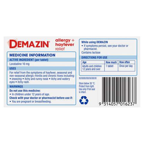 Demazin Alrgy & H/Fvr Tab 10 Demazin Alrgy & H/Fvr Tab 10