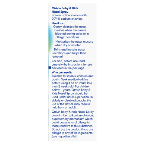 Otrivin Baby & Kids Nasal Spray for cleansing nasal cavities, 15mL Otrivin Baby & Kids Nasal Spray for cleansing nasal cavities, 15mL