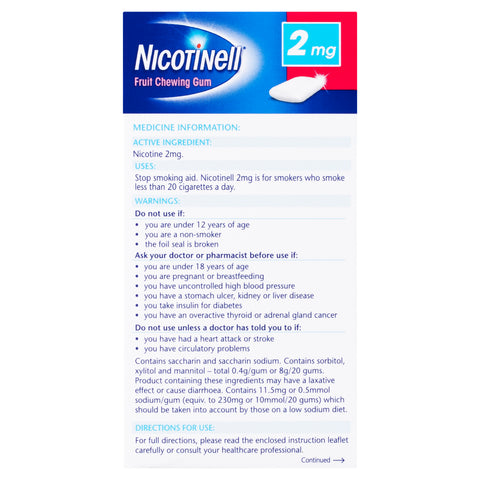 Nicotinell Stop Smoking Fruit Gum Regular Strength 2mg 96 Pack Nicotinell Stop Smoking Fruit Gum Regular Strength 2mg 96 Pack