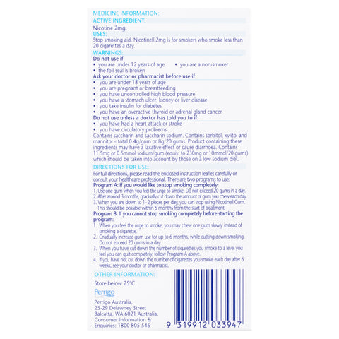 Nicotinell Gum Mnt 2mg 24Pk Nicotinell Gum Mnt 2mg 24Pk