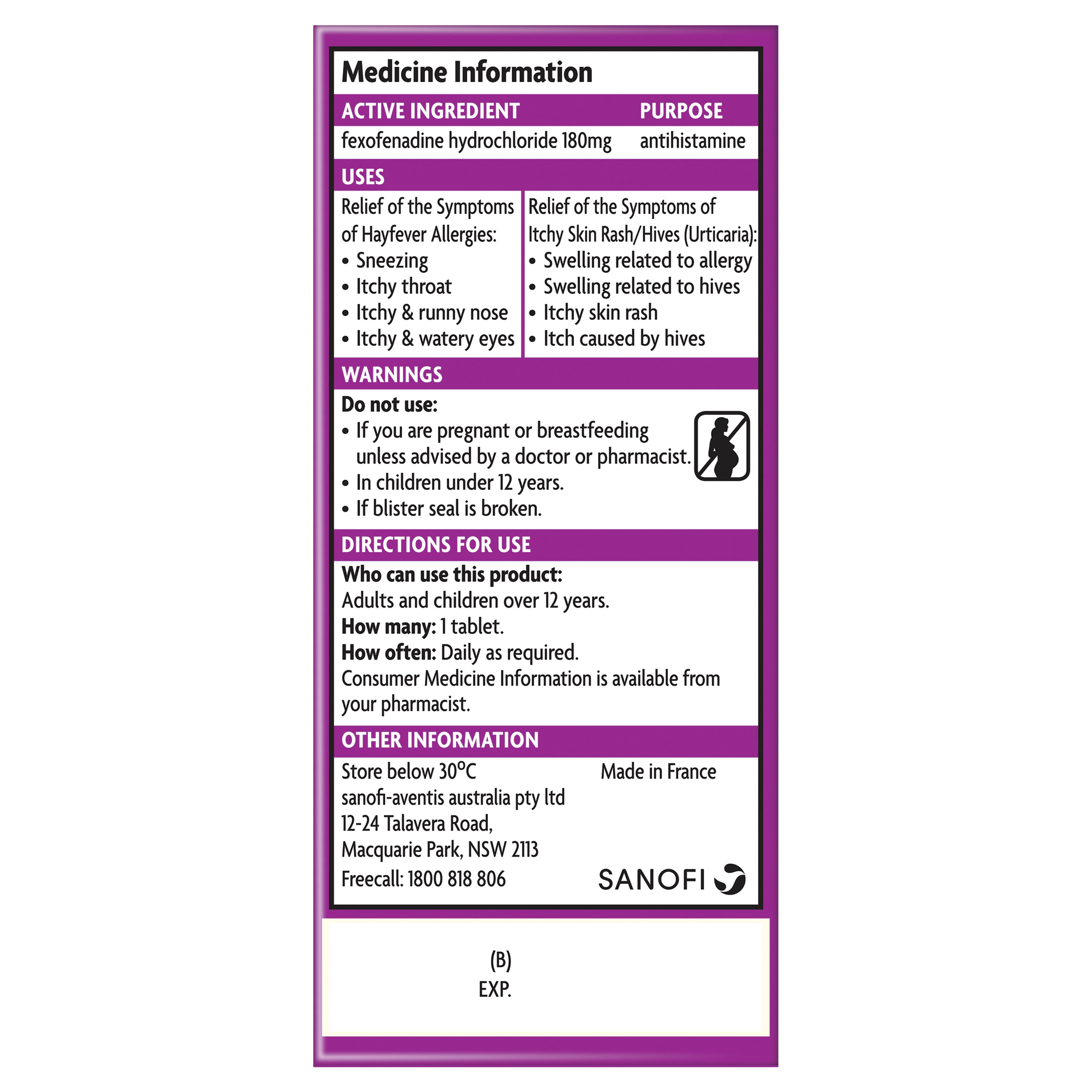 Telfast 180mg Tab 50 Telfast 180mg Tab 50