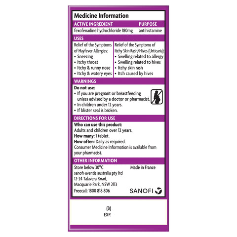 Telfast 180mg Tab 50 Telfast 180mg Tab 50