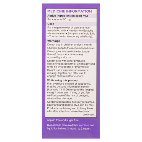 Dymadon Paracetamol for Kids 2-12yrs ORANGE 200mL Dymadon Paracetamol for Kids 2-12yrs ORANGE 200mL