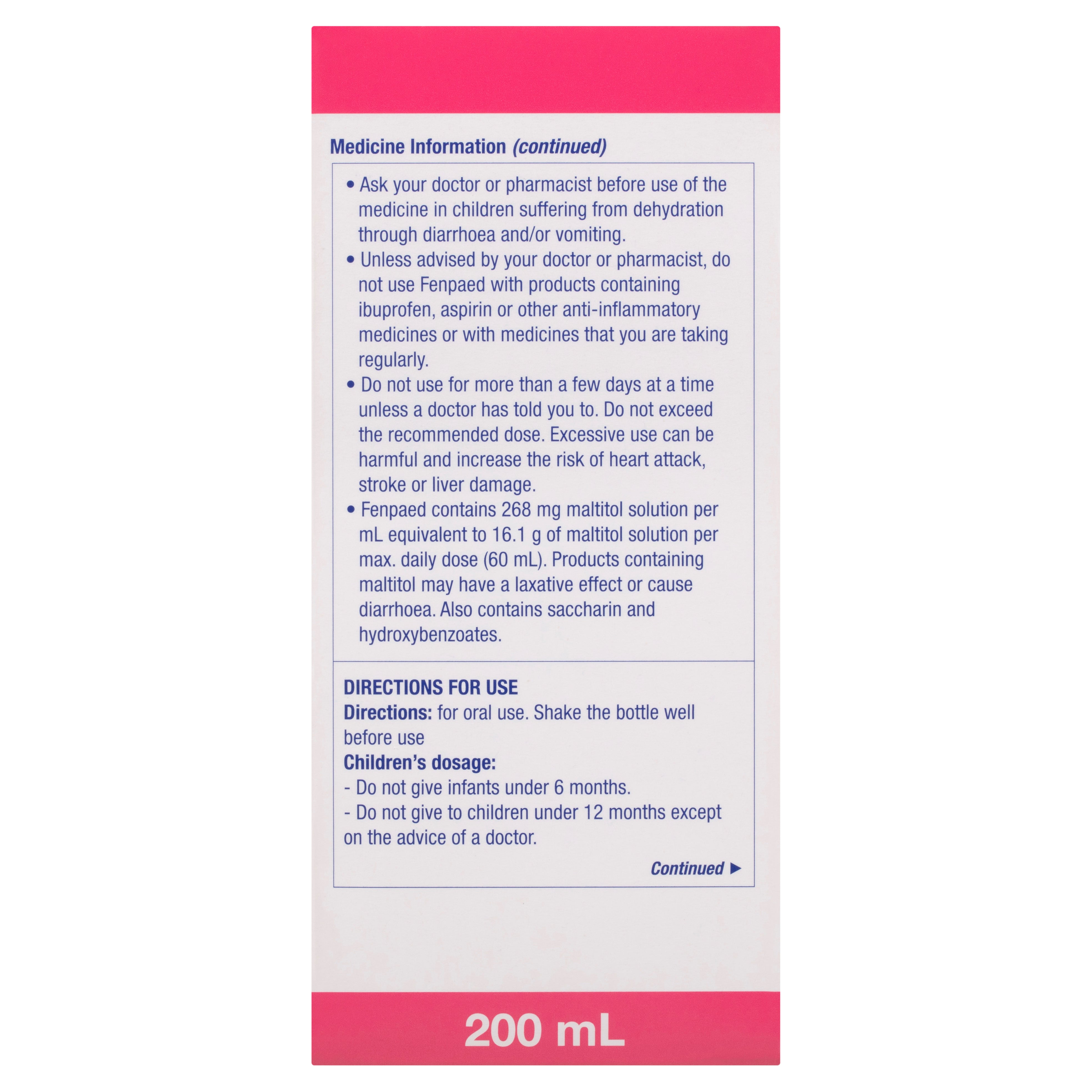 Fenpaed Oral Liq Ibuprofen 200ml Fenpaed Oral Liq Ibuprofen 200ml