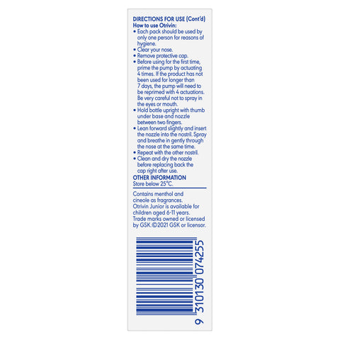 Otrivin Menthol Nasal Spray, for Blocked Nose, 10mL Otrivin Menthol Nasal Spray, for Blocked Nose, 10mL