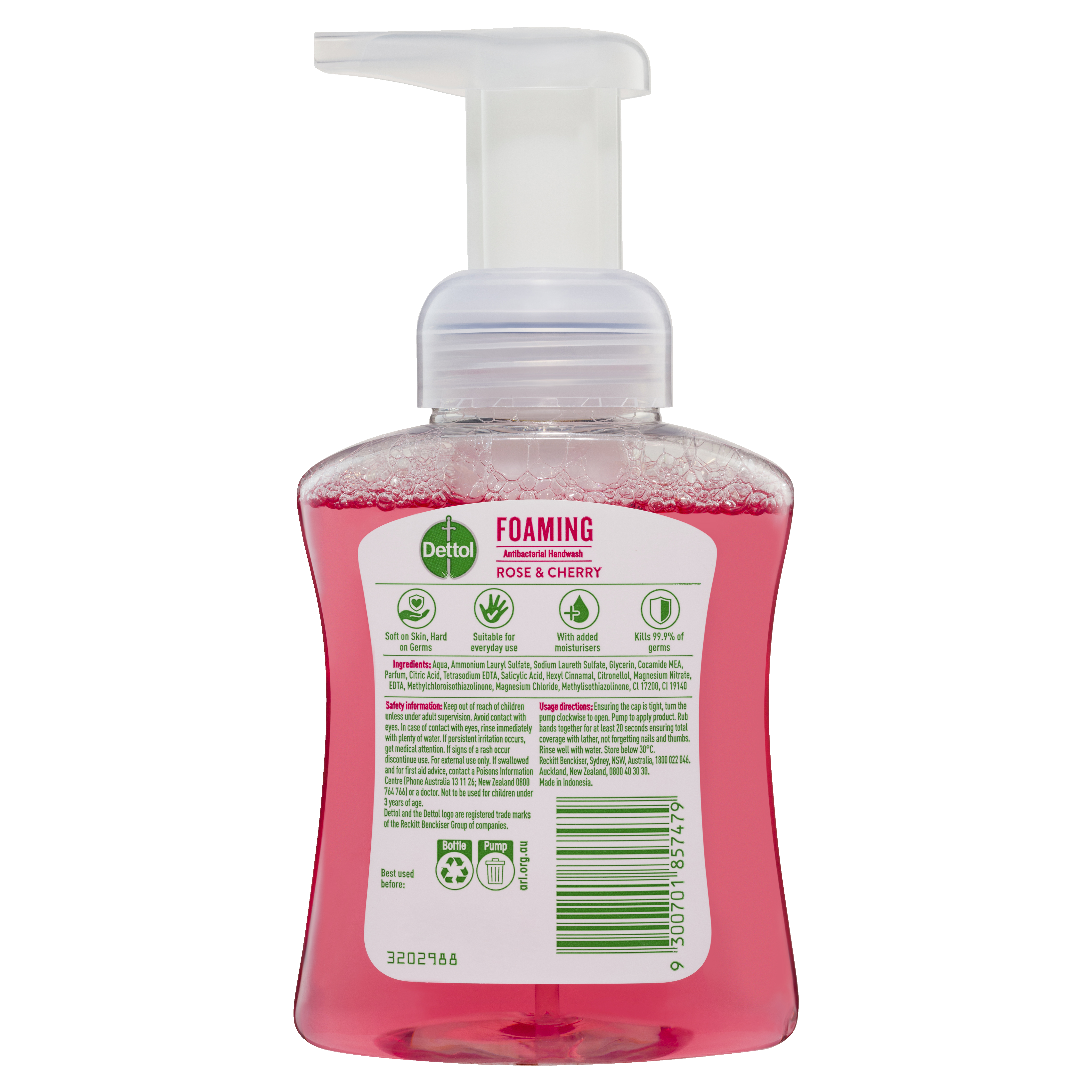 Dettol Foam HWash RoseChry Pmp250ml Dettol Foam HWash RoseChry Pmp250ml