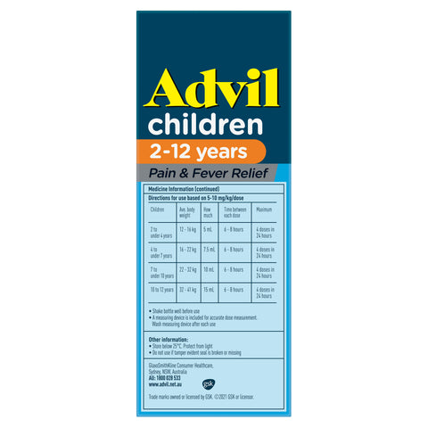 Advil P/Fvr Susp 200ml Advil P/Fvr Susp 200ml