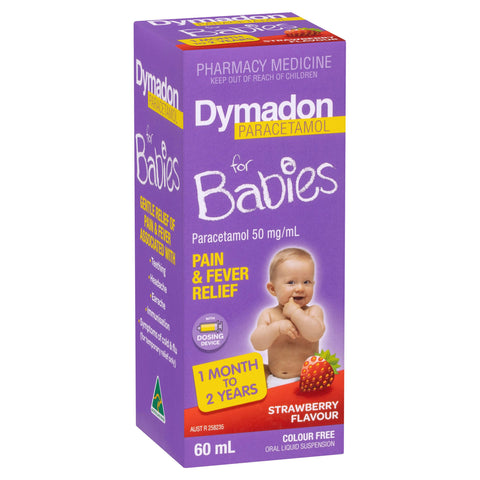 Dymadon Paracetamol for Babies 1mth-2yrs STRAWBERRY 60mL Dymadon Paracetamol for Babies 1mth-2yrs STRAWBERRY 60mL