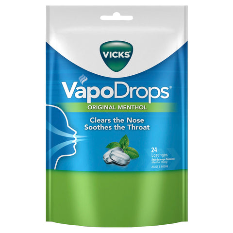 Vicks VapoDrops Original Menthol Lozenges 24 Pack Vicks VapoDrops Original Menthol Lozenges 24 Pack