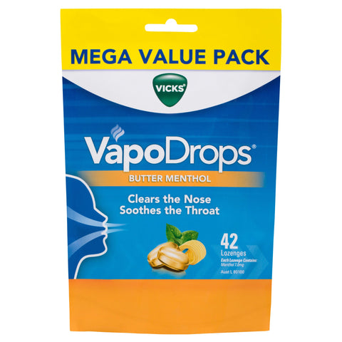 Vicks VapoDrops Butter Menthol 42 Lozenges Vicks VapoDrops Butter Menthol 42 Lozenges