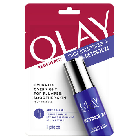 Olay Regenerist Niacinamide + Retinol24 Stretchable Face Sheet Mask Olay Regenerist Niacinamide + Retinol24 Stretchable Face Sheet Mask