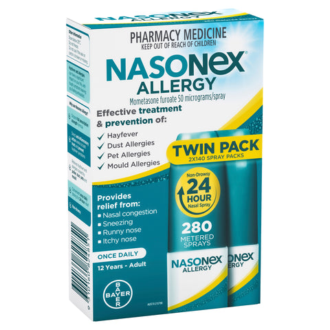 Nasonex Allergy Non-Drowsy 24 Hour Nasal Spray Twin Pack 2 x 140 sprays Nasonex Allergy Non-Drowsy 24 Hour Nasal Spray Twin Pack 2 x 140 sprays