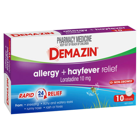 Demazin Allergy + Hayfever Relief Non-Drowsy 10 Tablets Demazin Allergy + Hayfever Relief Non-Drowsy 10 Tablets