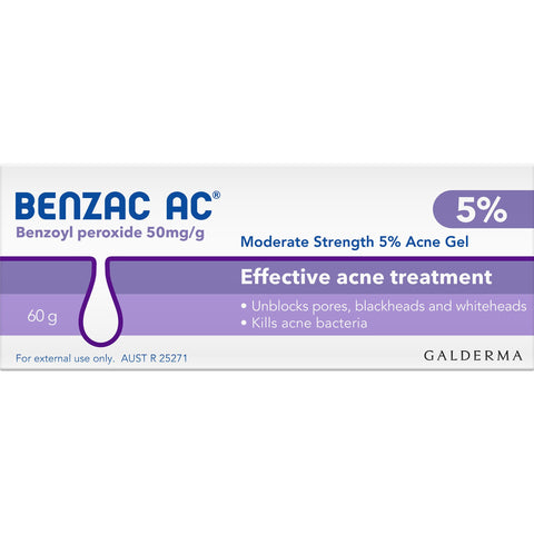 Benzac AC Moderate Strength 5% Acne Gel 60g, Acne Treatment Benzac AC Moderate Strength 5% Acne Gel 60g, Acne Treatment