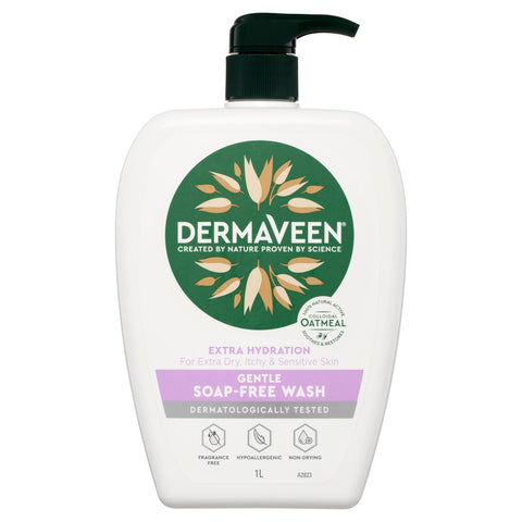 DermaVeen Extra Hydration Gentle Soap-Free Wash for Extra Dry, Itchy & Sensitive Skin 1L DermaVeen Extra Hydration Gentle Soap-Free Wash for Extra Dry, Itchy & Sensitive Skin 1L