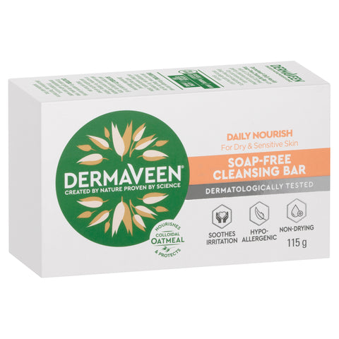 DermaVeen Daily Nourish Soap-Free Cleansing Bar for Dry & Sensitive Skin 115g DermaVeen Daily Nourish Soap-Free Cleansing Bar for Dry & Sensitive Skin 115g