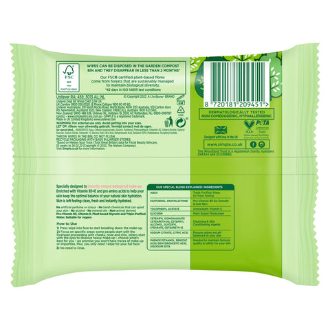 Simple Biodeg Face Wipes Twin 25x2 Simple Biodeg Face Wipes Twin 25x2
