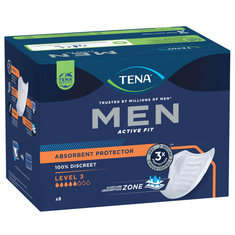TENA Men Active Fit Absorbent Protector Level 3 Super 8 Pack TENA Men Active Fit Absorbent Protector Level 3 Super 8 Pack