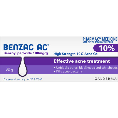 Benzac AC High Strength 10% 60g Acne Gel Benzac AC High Strength 10% 60g Acne Gel