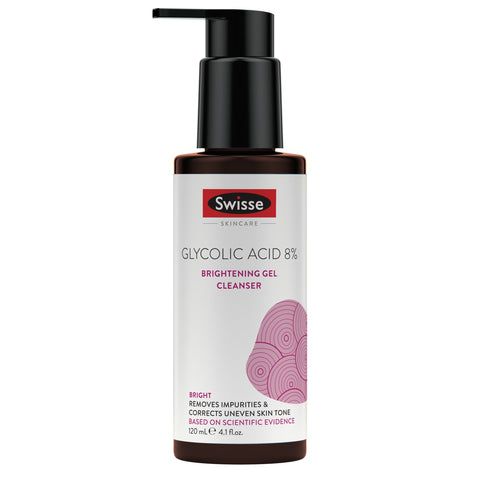Swisse Skincare Glycolic Acid 8% Brightening Gel Cleanser 120 mL Swisse Skincare Glycolic Acid 8% Brightening Gel Cleanser 120 mL
