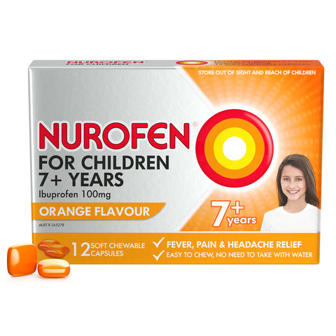 Nurofen Chld 7+ Orng Chew Cap 12 Nurofen Chld 7+ Orng Chew Cap 12