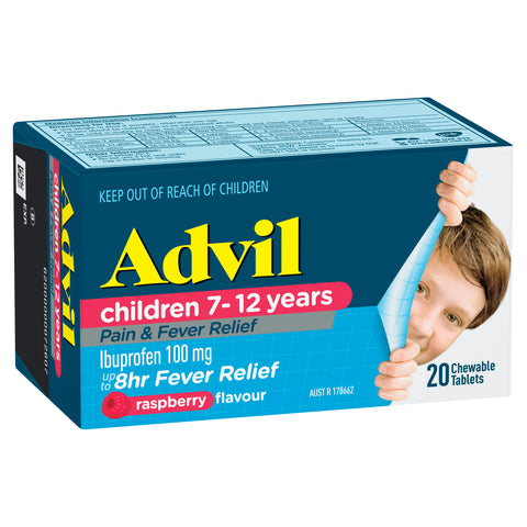 Advil Children 7-12 Years Chewable Raspberry 20 Tablets Advil Children 7-12 Years Chewable Raspberry 20 Tablets