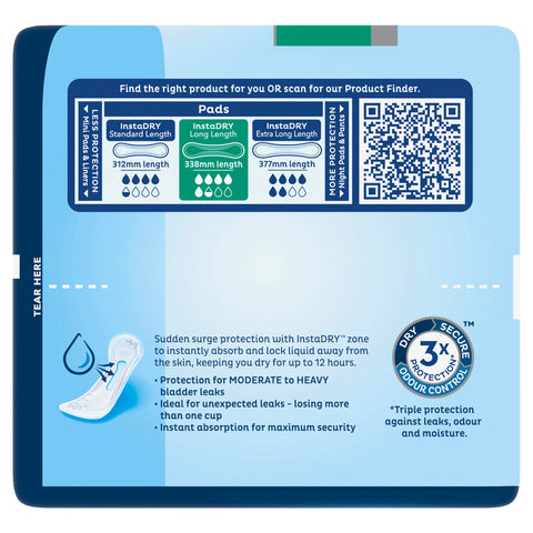 TENA Pads InstaDRY™ Long Length 8 Pack TENA Pads InstaDRY™ Long Length 8 Pack