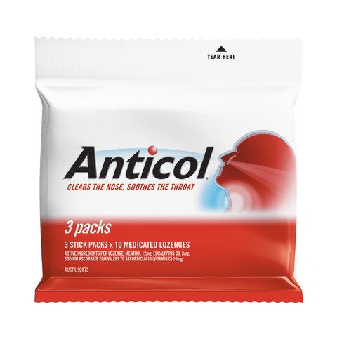 Anticol Sore Throat Lozenges + Vitamin C 3x10 Pack Anticol Sore Throat Lozenges + Vitamin C 3x10 Pack