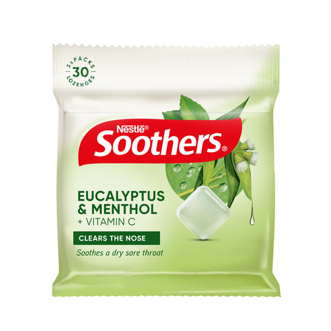 Soothers Eucalyptus & Menthol Sore Throat Lozenges + Vitamin C 3x10 Pack Soothers Eucalyptus & Menthol Sore Throat Lozenges + Vitamin C 3x10 Pack