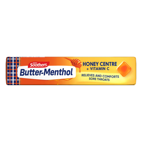 Butter Menthol Honey Centre Sore Throat Lozenges + Vitamin C 10 Pack Butter Menthol Honey Centre Sore Throat Lozenges + Vitamin C 10 Pack