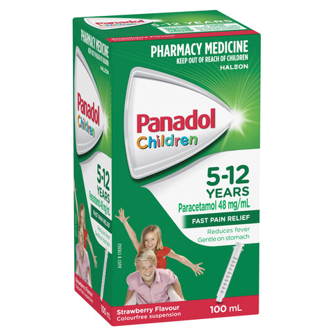 Panadol Children 5-12 Years Suspension, Fever & Pain Relief, Strawberry Flavour, 100 mL Panadol Children 5-12 Years Suspension, Fever & Pain Relief, Strawberry Flavour, 100 mL