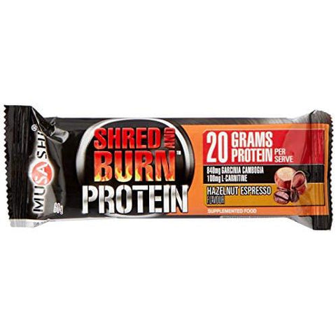 Musashi Shred and Burn Hazelnut Expresso Protein Bar12 x 60 Grams Musashi Shred and Burn Hazelnut Expresso Protein Bar12 x 60 Grams