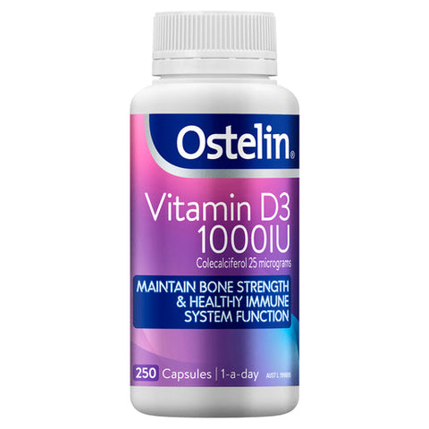 Ostelin Vitamin D 1000IU - D3 for Bone Health + Immune Support 250 capsules Ostelin Vitamin D 1000IU - D3 for Bone Health + Immune Support 250 capsules