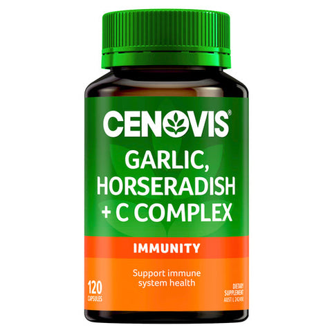 Cenovis Garlic, Horseradish + Vitamin C Complex for Immune Support 120 capsules Cenovis Garlic, Horseradish + Vitamin C Complex for Immune Support 120 capsules