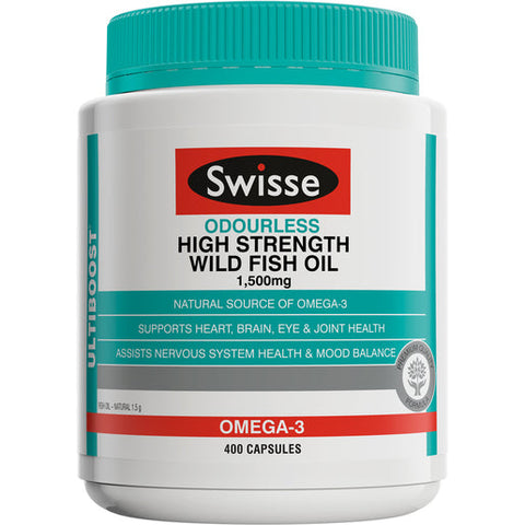 Swisse Ultiboost Odourless High Strength Wild Fish Oil 1500mg 400 capsules Swisse Ultiboost Odourless High Strength Wild Fish Oil 1500mg 400 capsules