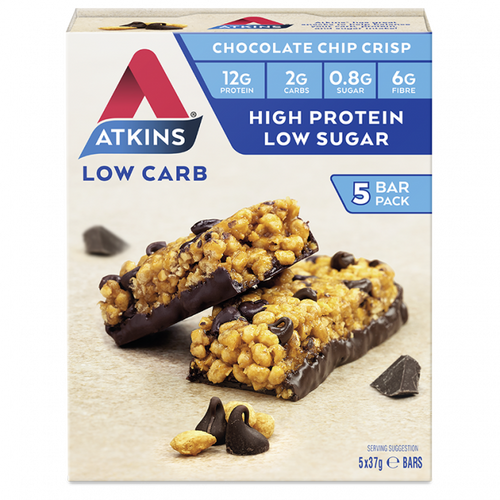 Atkins Low Carb 37g Day Break Bar - Chocolate Chip Crisp 5 pack Atkins Low Carb 37g Day Break Bar - Chocolate Chip Crisp 5 pack