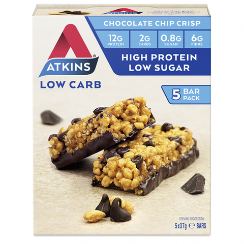 Atkins Low Carb 37g Day Break Bar - Chocolate Chip Crisp 5 pack Atkins Low Carb 37g Day Break Bar - Chocolate Chip Crisp 5 pack