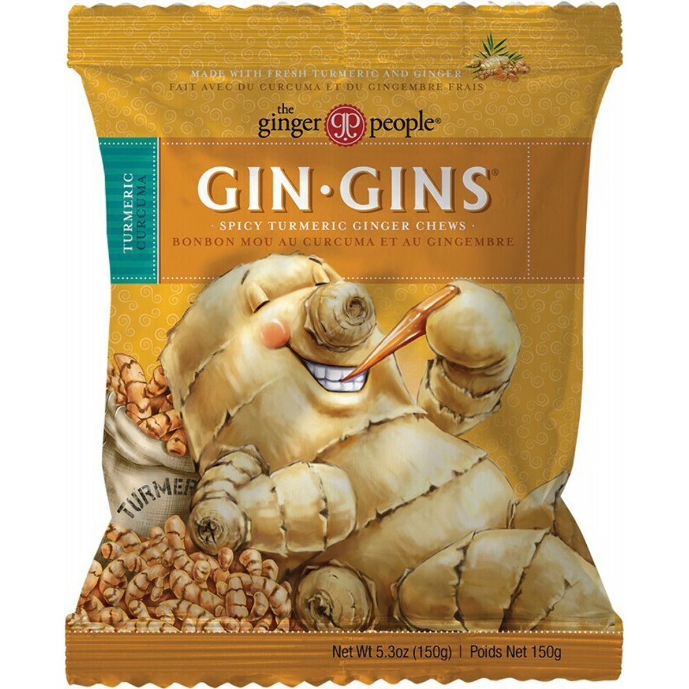 THE GINGER PEOPLE Gin Gins Ginger Candy Chewy Spicy Turmeric 12x 150