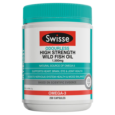 Swisse Ultiboost Odourless High Strength Wild Fish Oil 1500mg 200 Pack Swisse Ultiboost Odourless High Strength Wild Fish Oil 1500mg 200 Pack