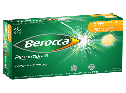 Berocca Energy Vitamin Mango & Orange Effervescent Tablets 30 pack Berocca Energy Vitamin Mango & Orange Effervescent Tablets 30 pack