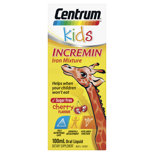 Centrum Kids Incremin Iron Mixture Cherry 100ml Oral Liquid Centrum Kids Incremin Iron Mixture Cherry 100ml Oral Liquid