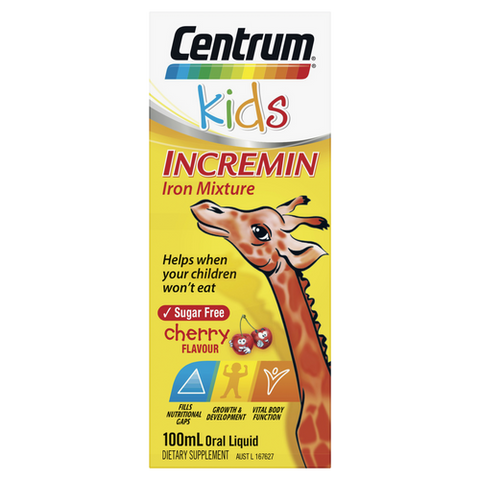 Centrum Kids Incremin Iron Mixture Cherry 100ml Oral Liquid Centrum Kids Incremin Iron Mixture Cherry 100ml Oral Liquid