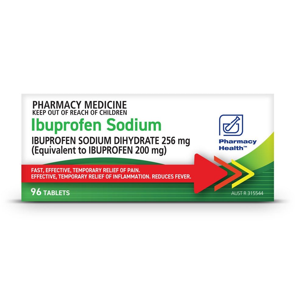 Pharmacy Health IBUPROFEN SODIUM 96 TABLETS Oz Chemist Australia