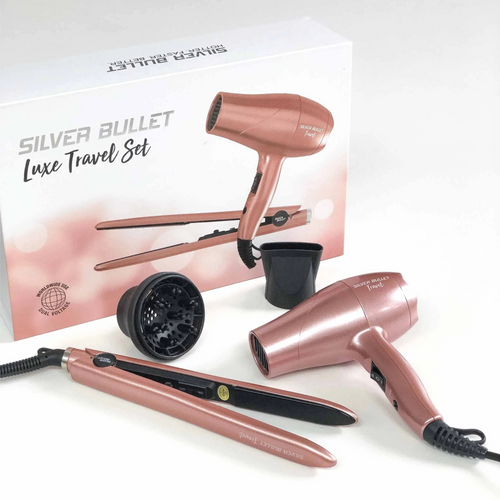 Silver Bullet Luxe Travel Set Dryer & Straightener Rose Gold
